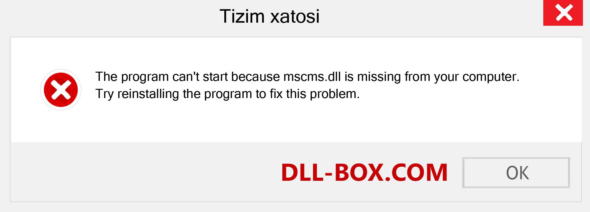 mscms.dll fayli yo'qolganmi?. Windows 7, 8, 10 uchun yuklab olish - Windowsda mscms dll etishmayotgan xatoni tuzating, rasmlar, rasmlar